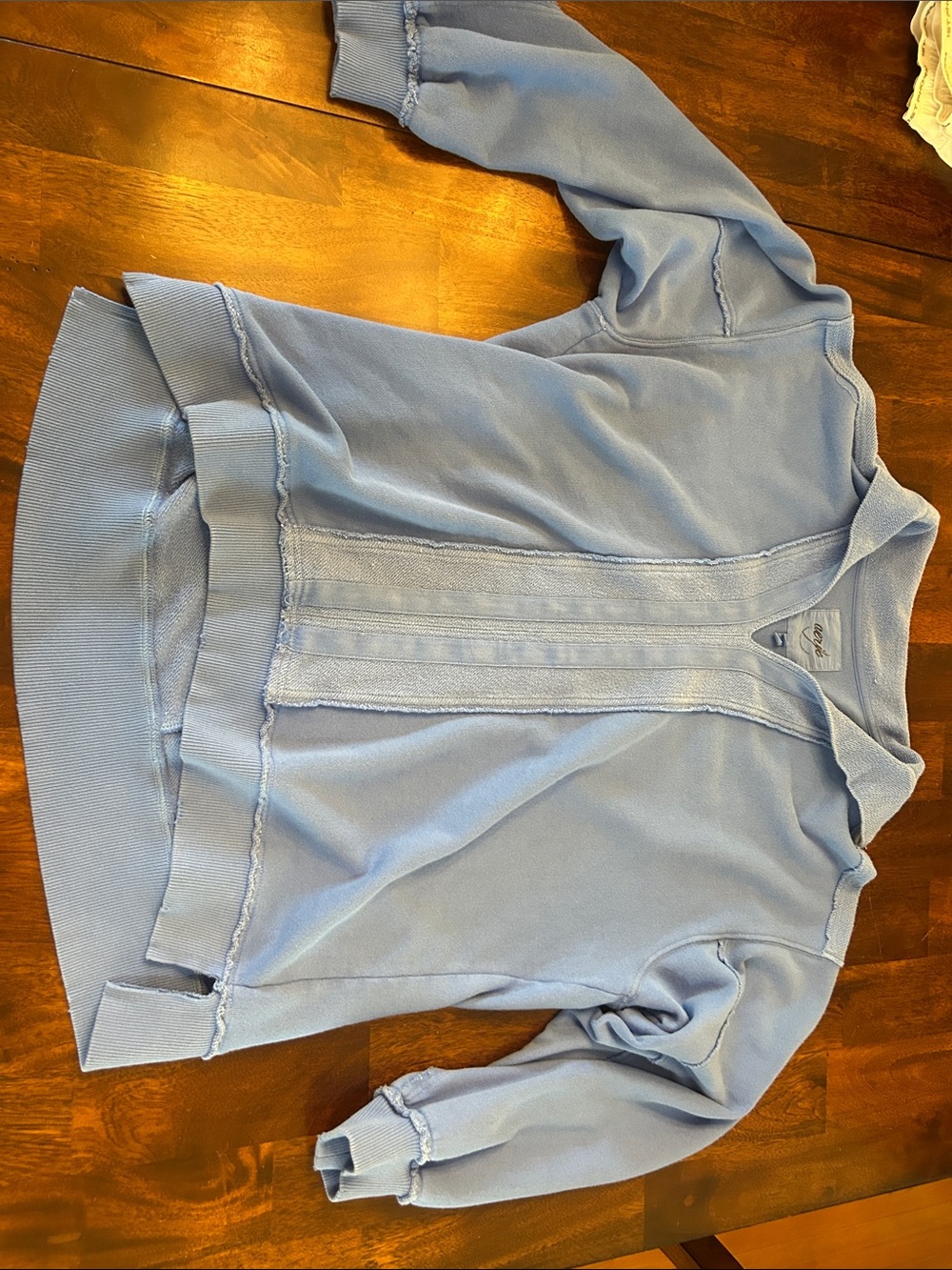 aerie Light Blue Raw-Edge Pullover Hoodie